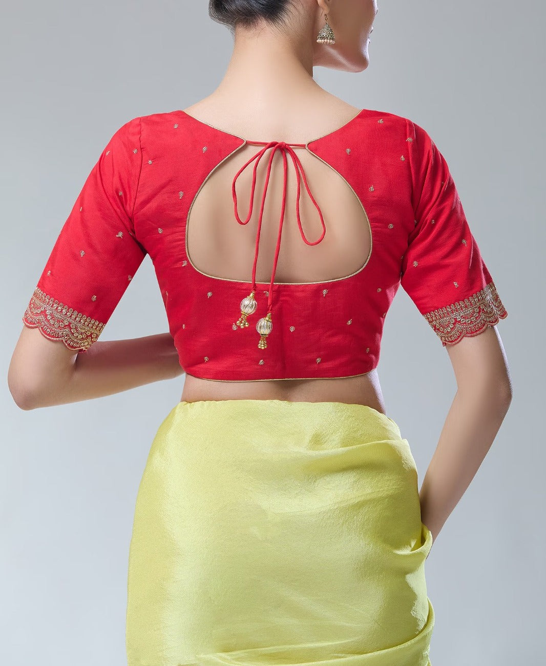 Exquisite Red Color Silk Blend Zari Work Readymade Blouse Near Me