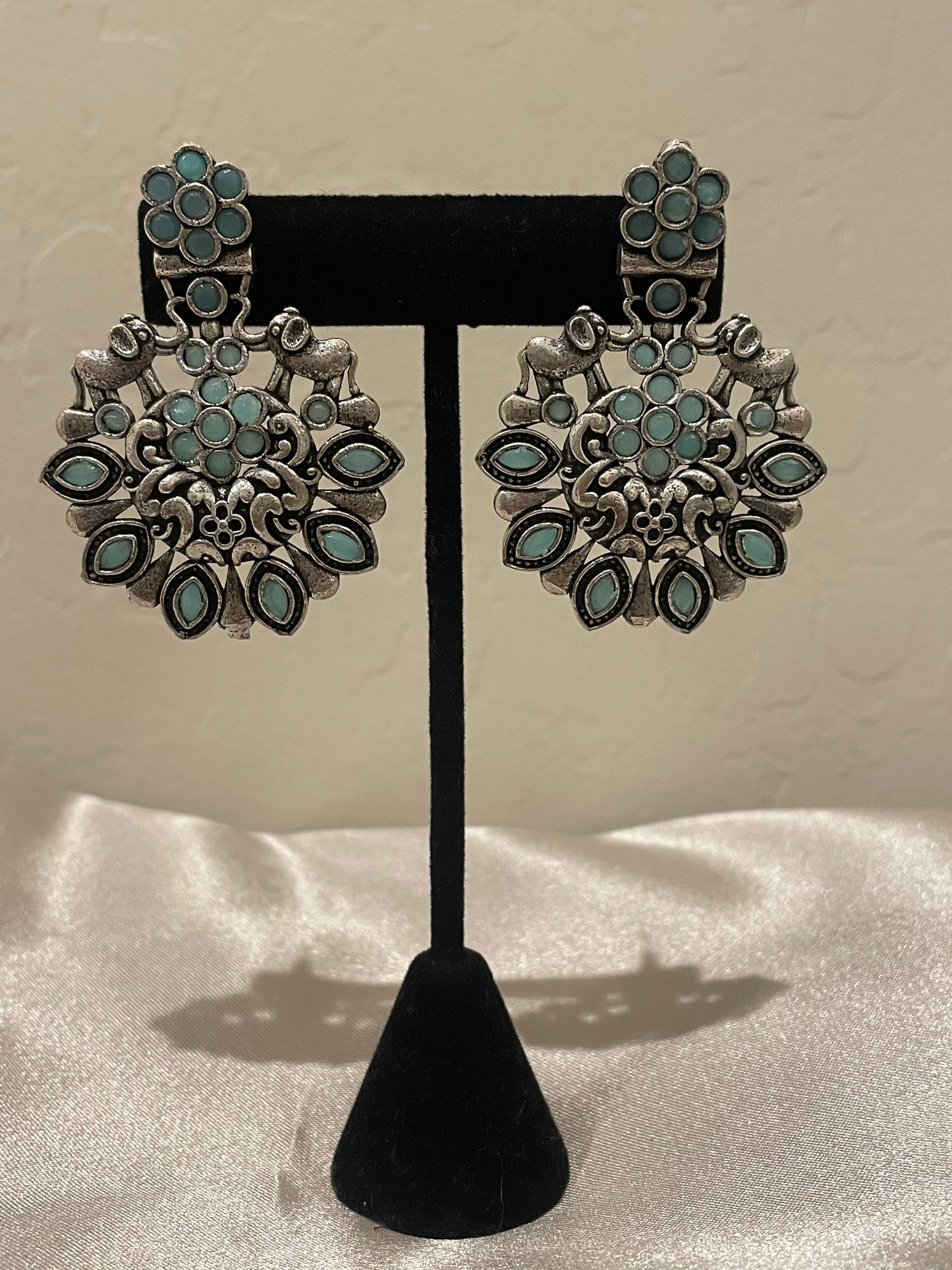 Charming Pastel Green Oxidized Earrings