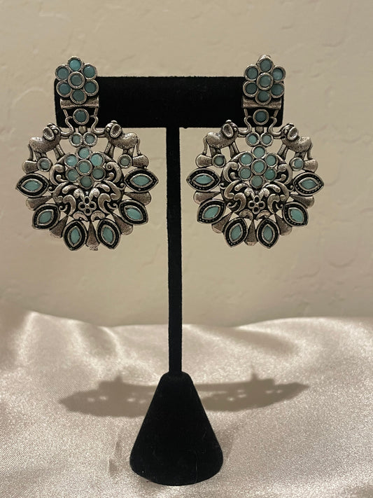 Charming Pastel Green Oxidized Earrings