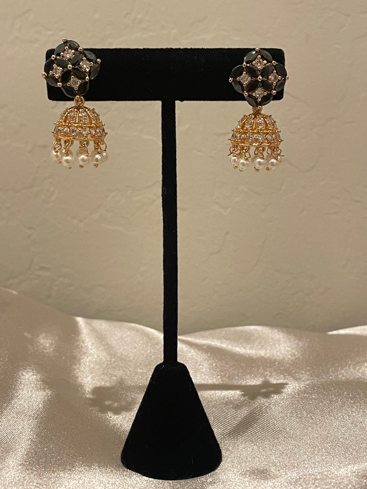 Gorgeous Black Stone American Diamonds Earrings