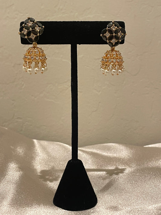 Gorgeous Black Stone American Diamonds Earrings