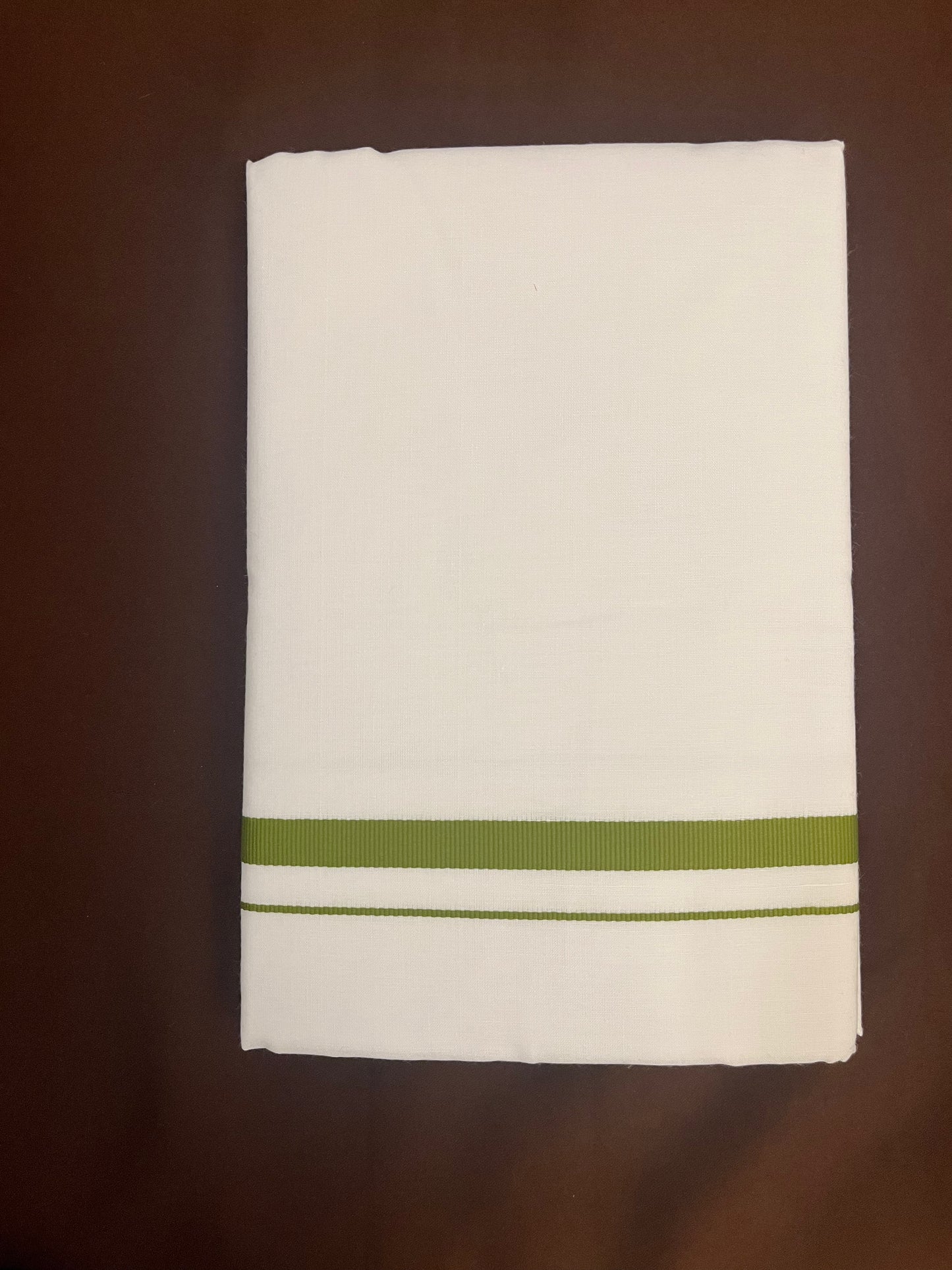Wonderful Men's White Premium Pure Cotton Light Green Zari Border Dhoti