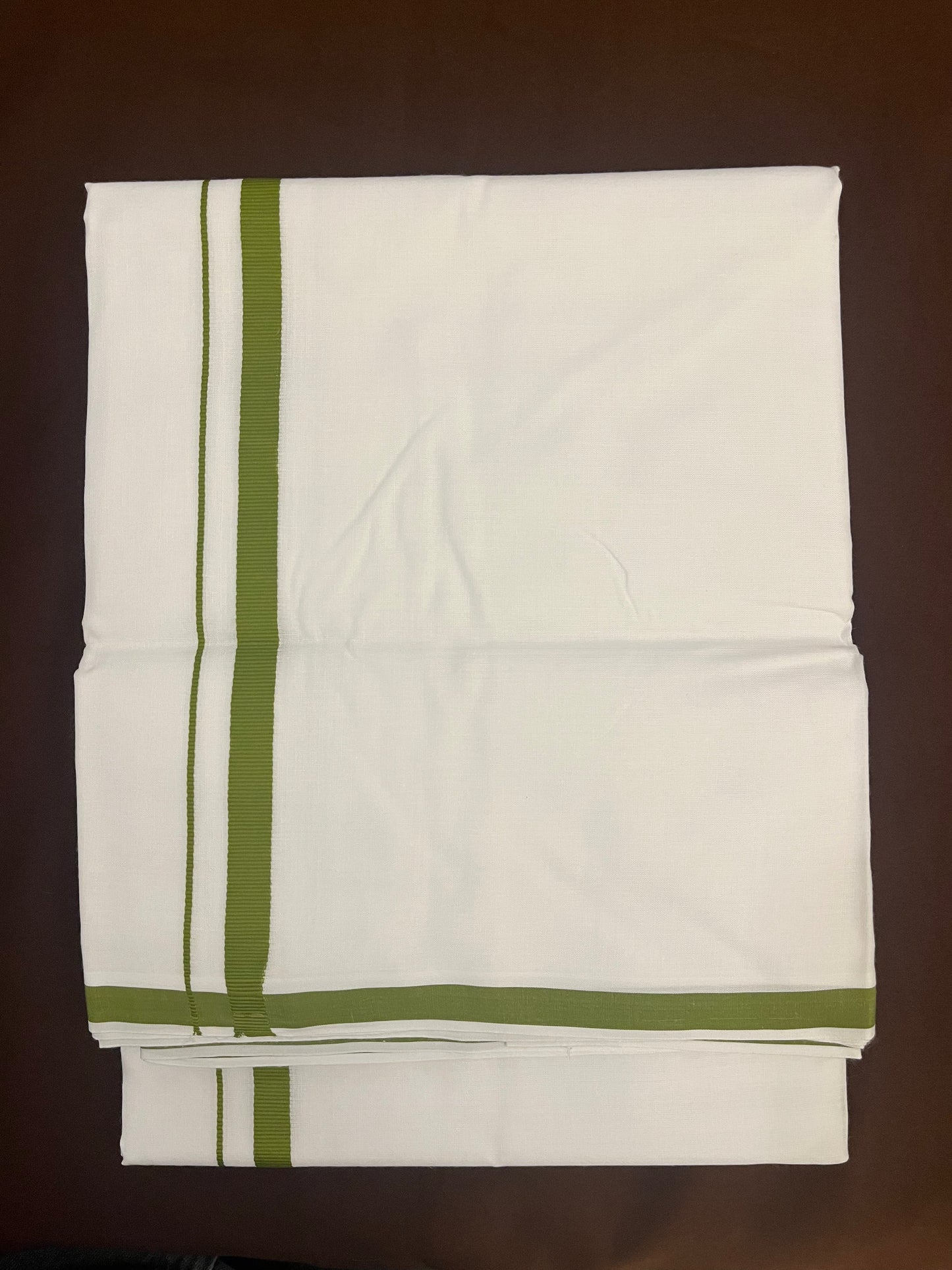 Men's White Pure Cotton Light Green Zari Dhoti Near Me