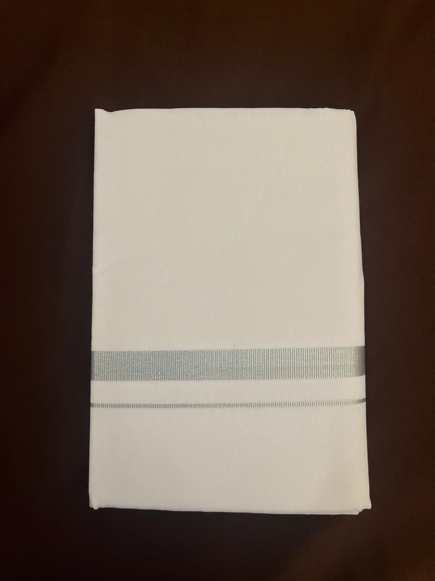 Alluring Men's White Premium Pure Cotton Silver Zari Border Dhoti