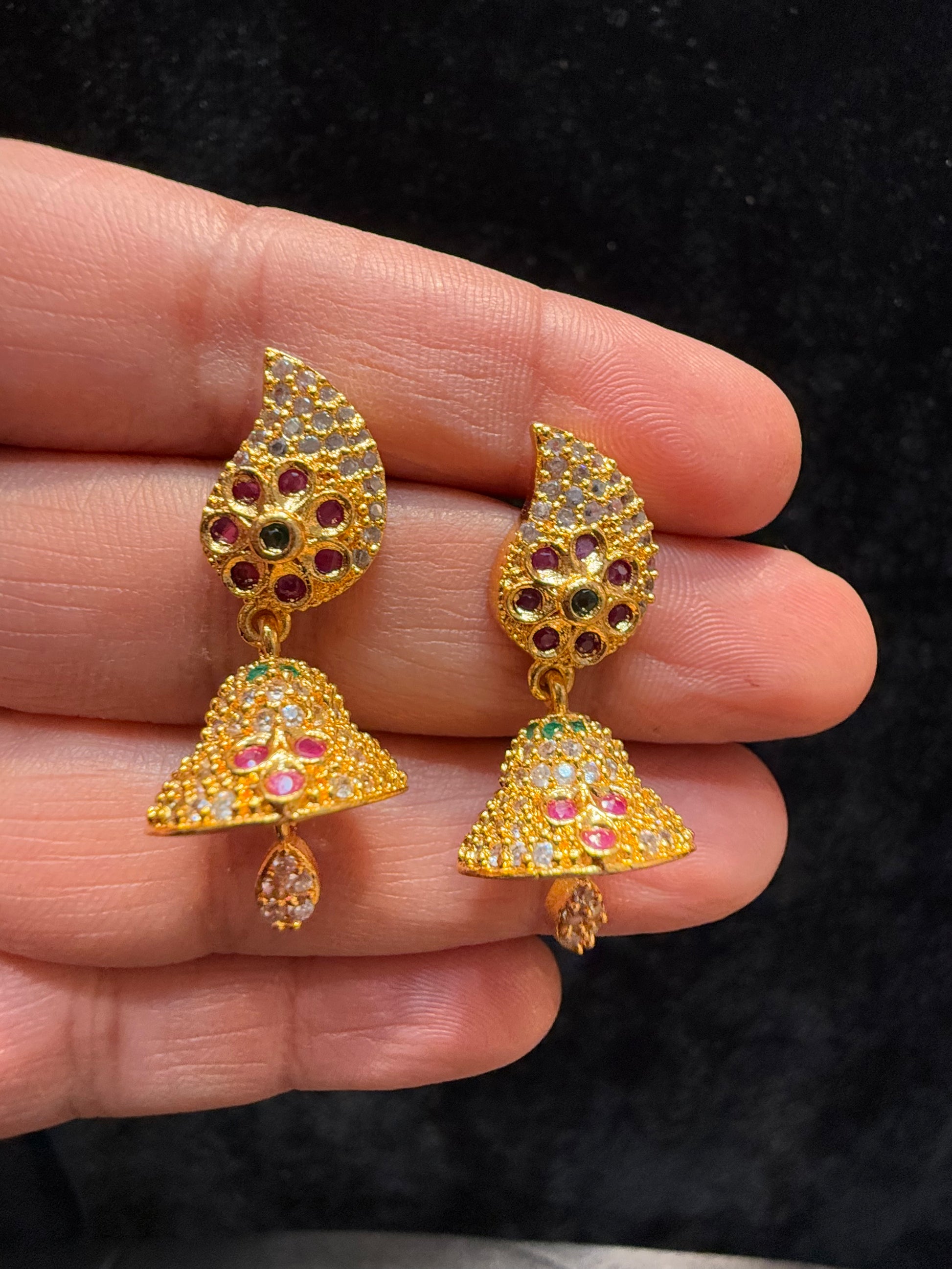 Multi Colored Stoned Designer Jhumka Earrings In Chandler