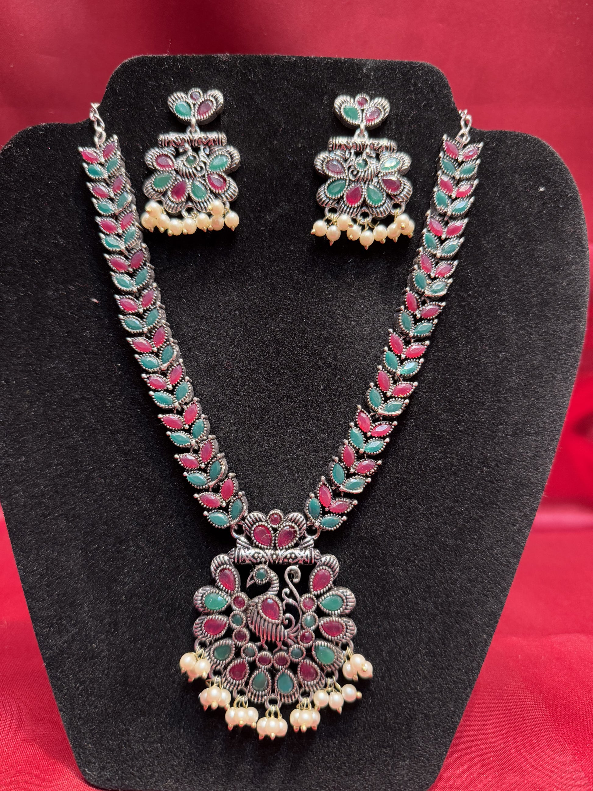 Peacock Design Oxidized Jewelry Necklace In Yuma