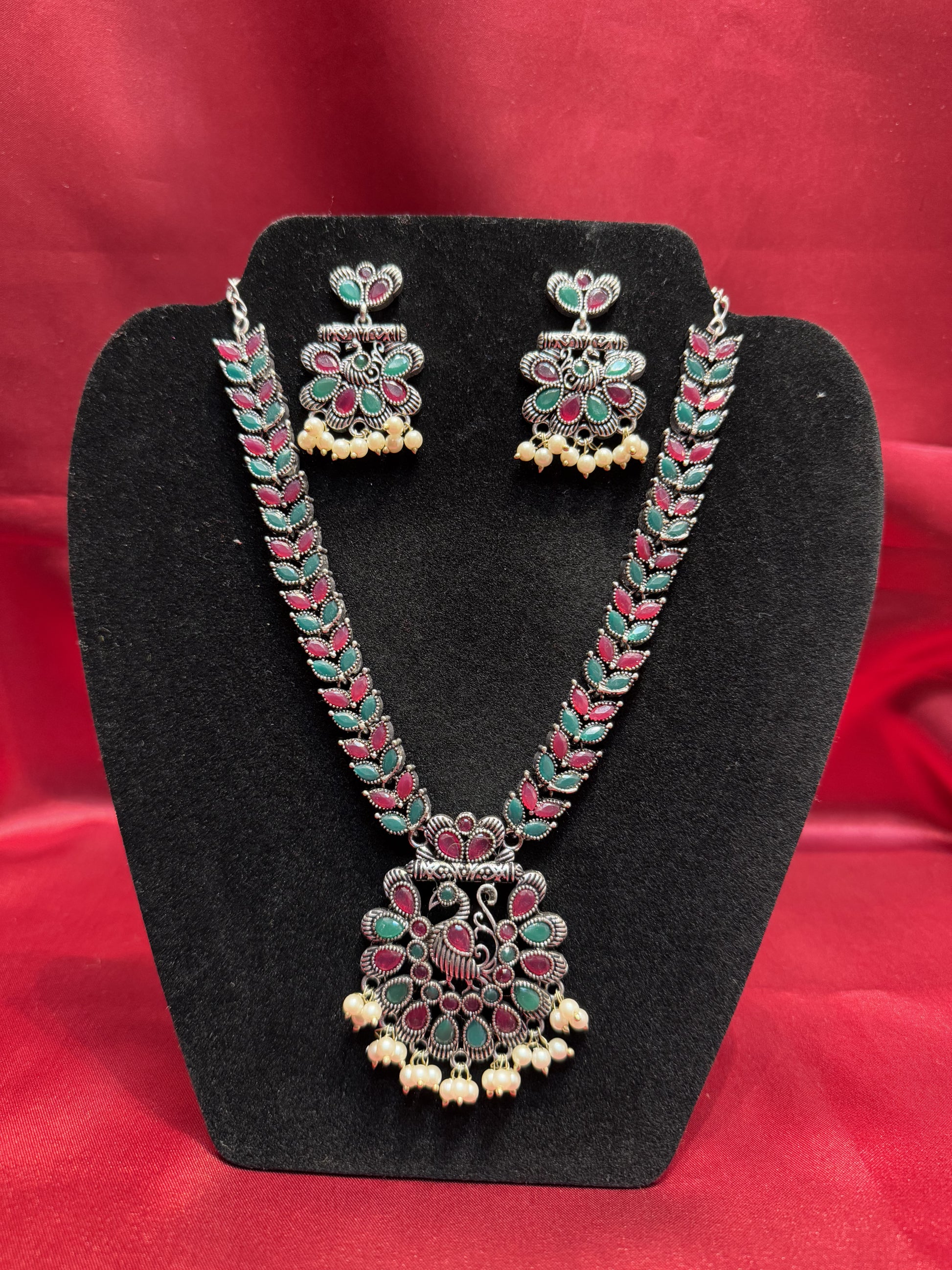 Peacock Design Oxidized Jewelry Necklace In Prescott