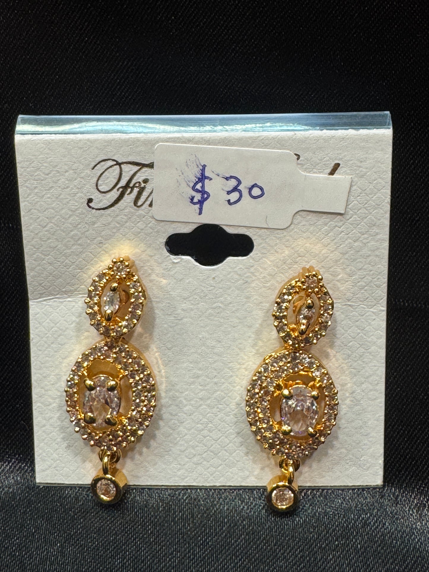 White Stones Gold Plated Earrings In Phoenix