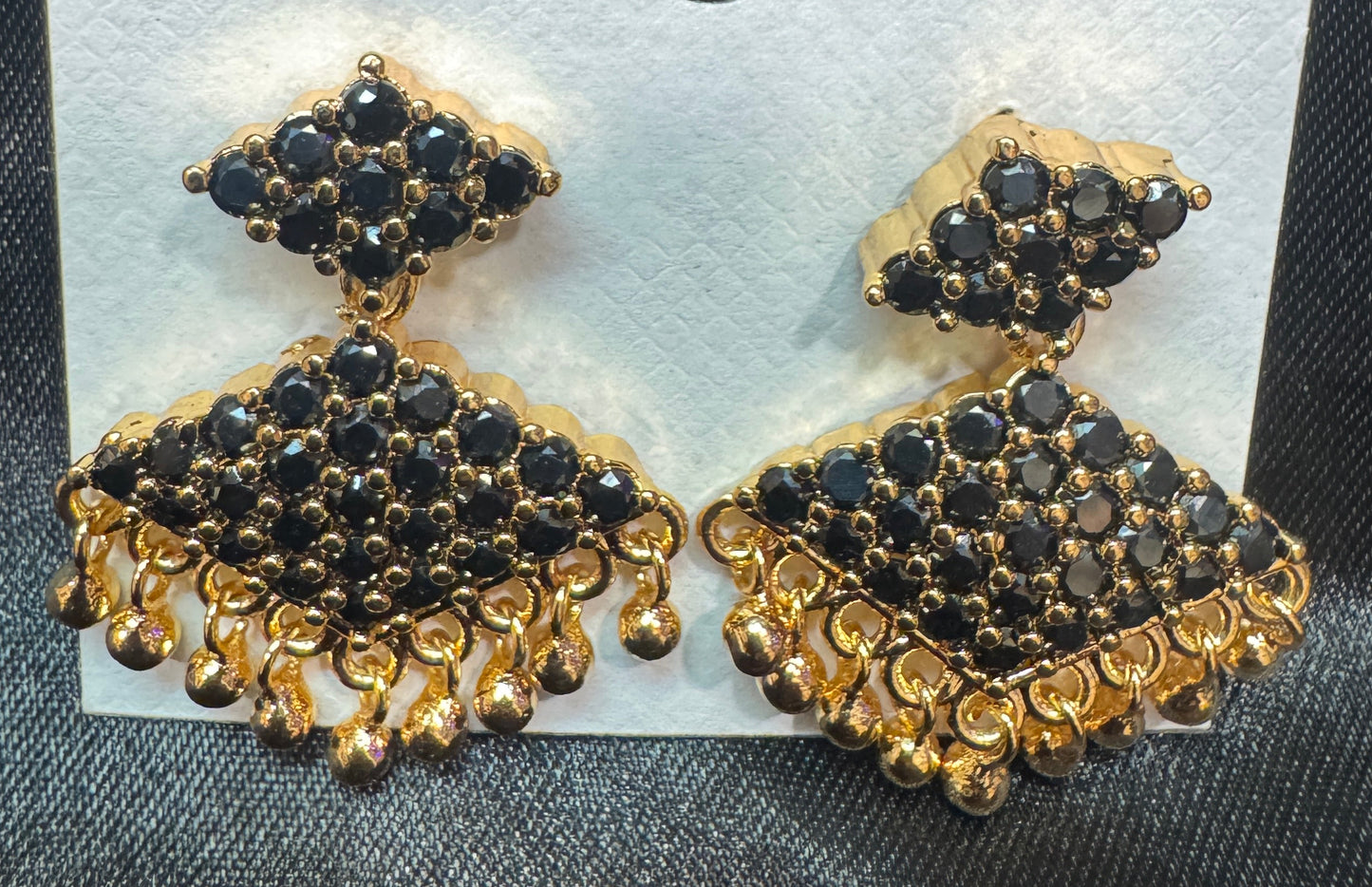 Adorable Black Stones Gold Plated Earrings For Women in Phoenix