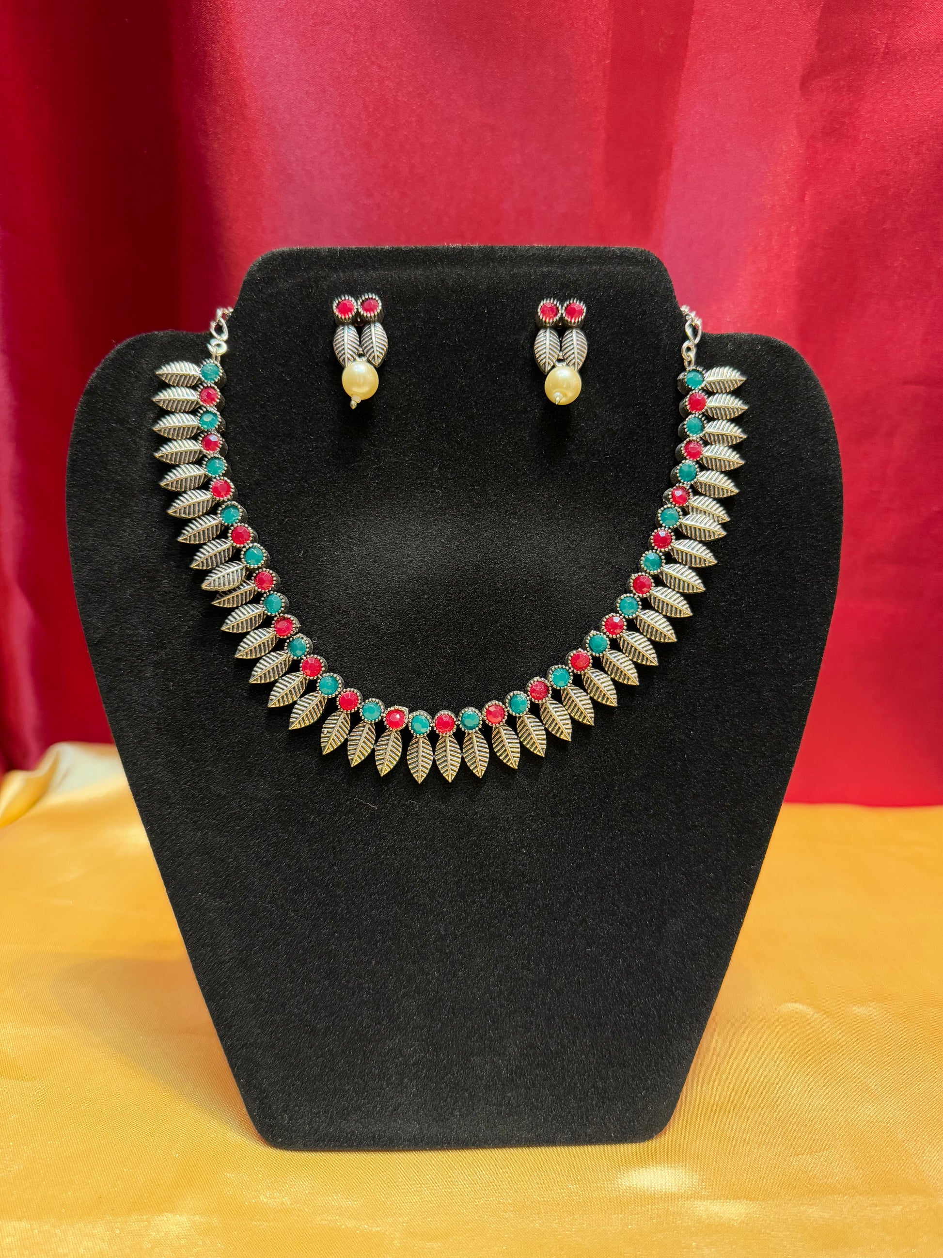 Multicolor Oxidized Necklace With Earrings Near Me