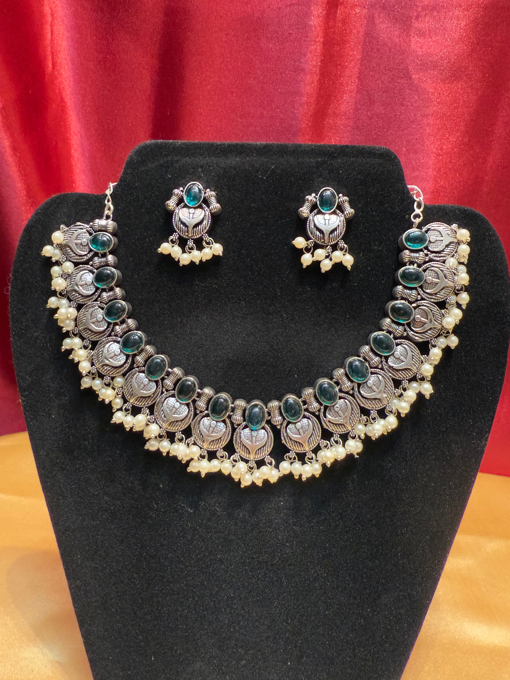 Green Color Oxidized Necklace In USA