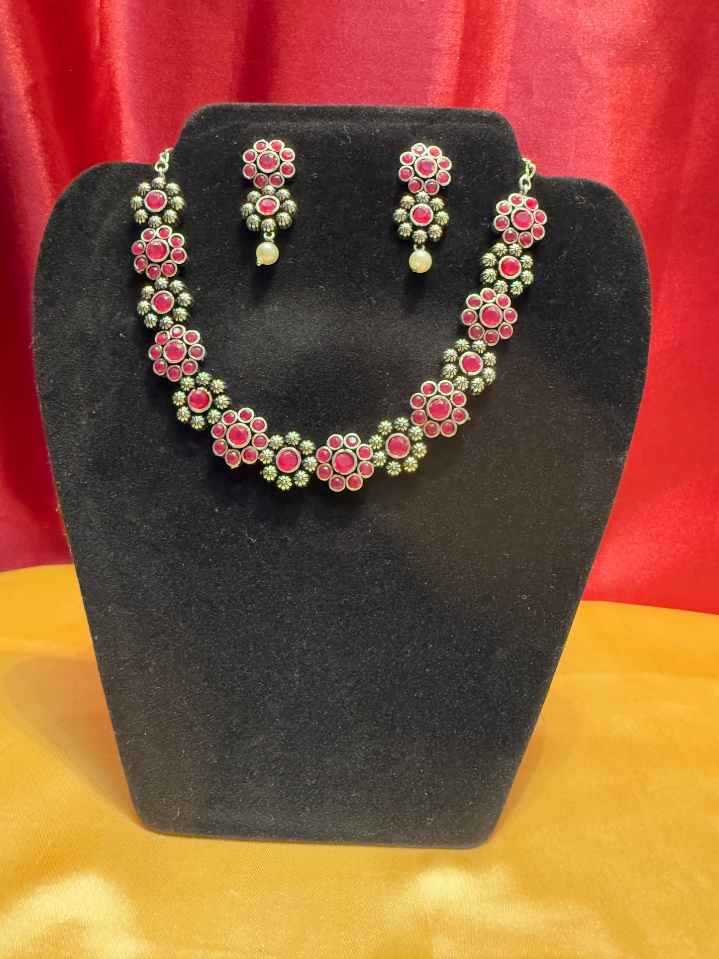 Flowers Designed Necklace With Earring Set In Yuma