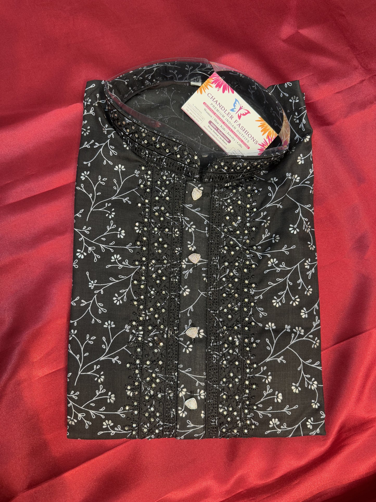 Cotton Full Sleeve Embroidery Kurta Pajama Set In Chadler