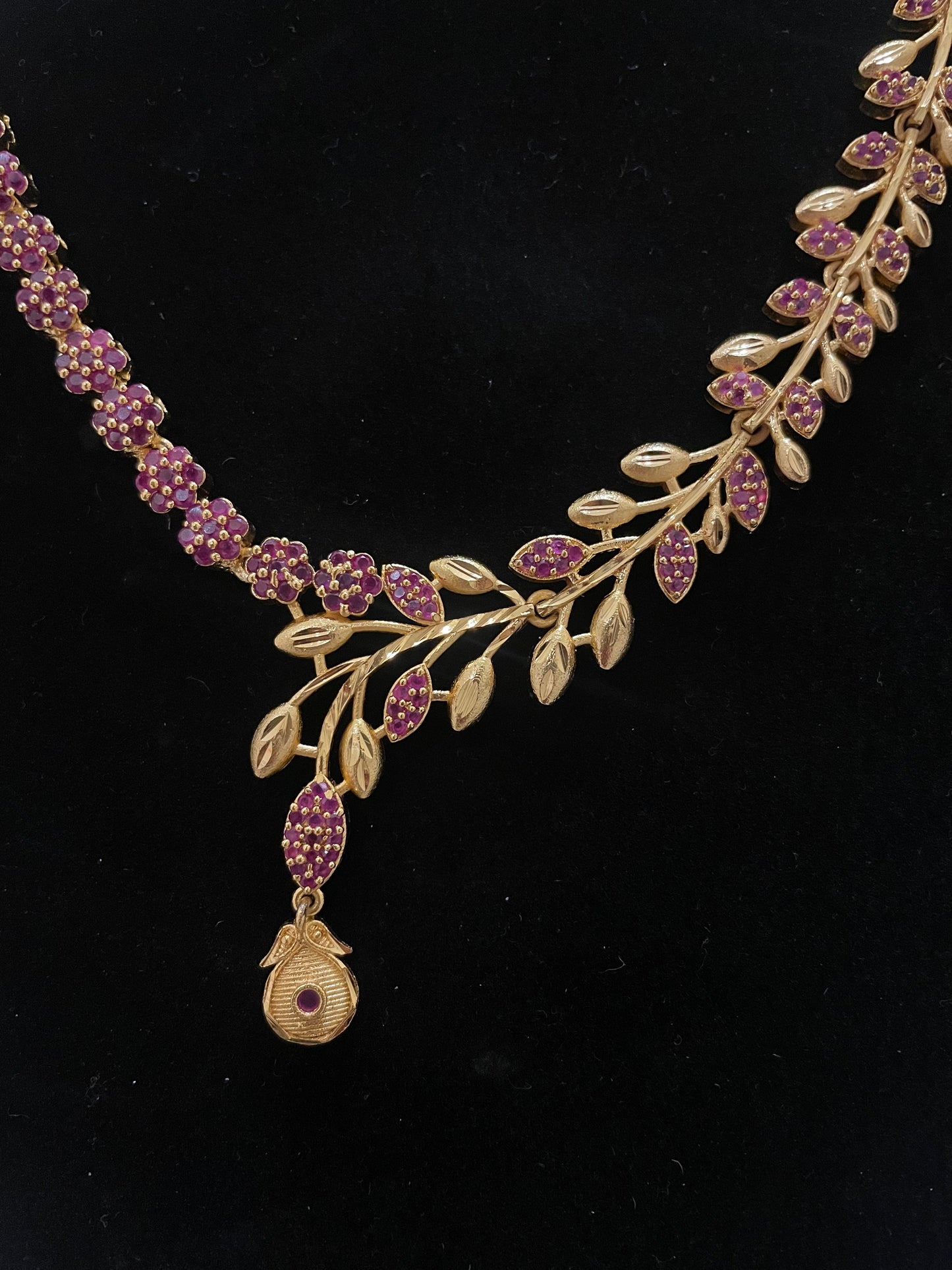 Gold Plated Pink Stones Studded Necklace Near Me