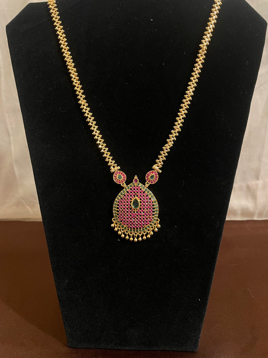 Beautiful Gold Plated Pink Stone Necklace For Women