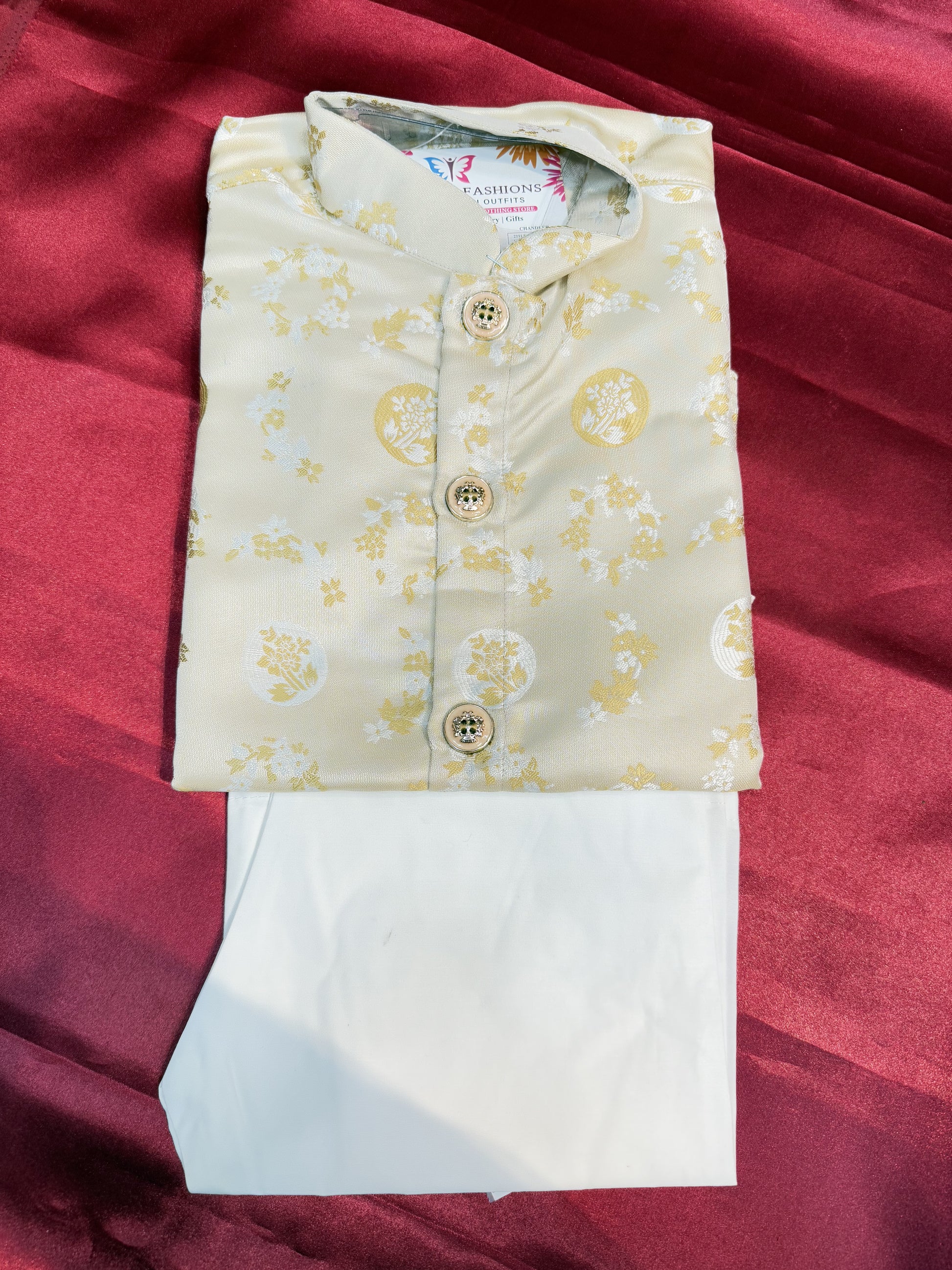 Sandal Colored Jacquard Heavy Cotton Kurta Pajama Sets In USA