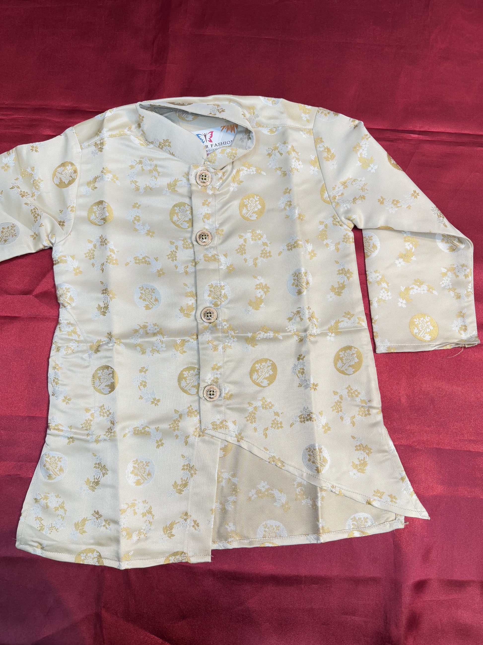 Sandal Colored Jacquard Heavy Cotton Kurta Pajama Sets In Yuma