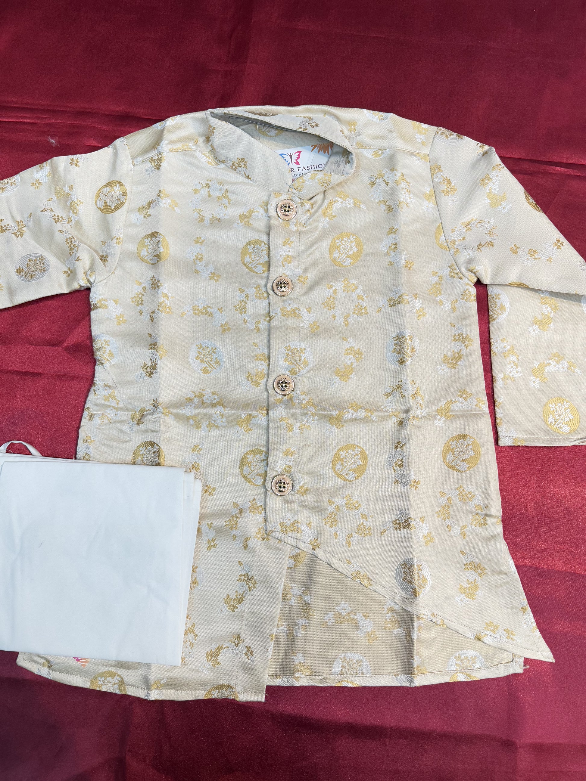 Sandal Colored Jacquard Heavy Cotton Kurta Pajama Sets Near Me