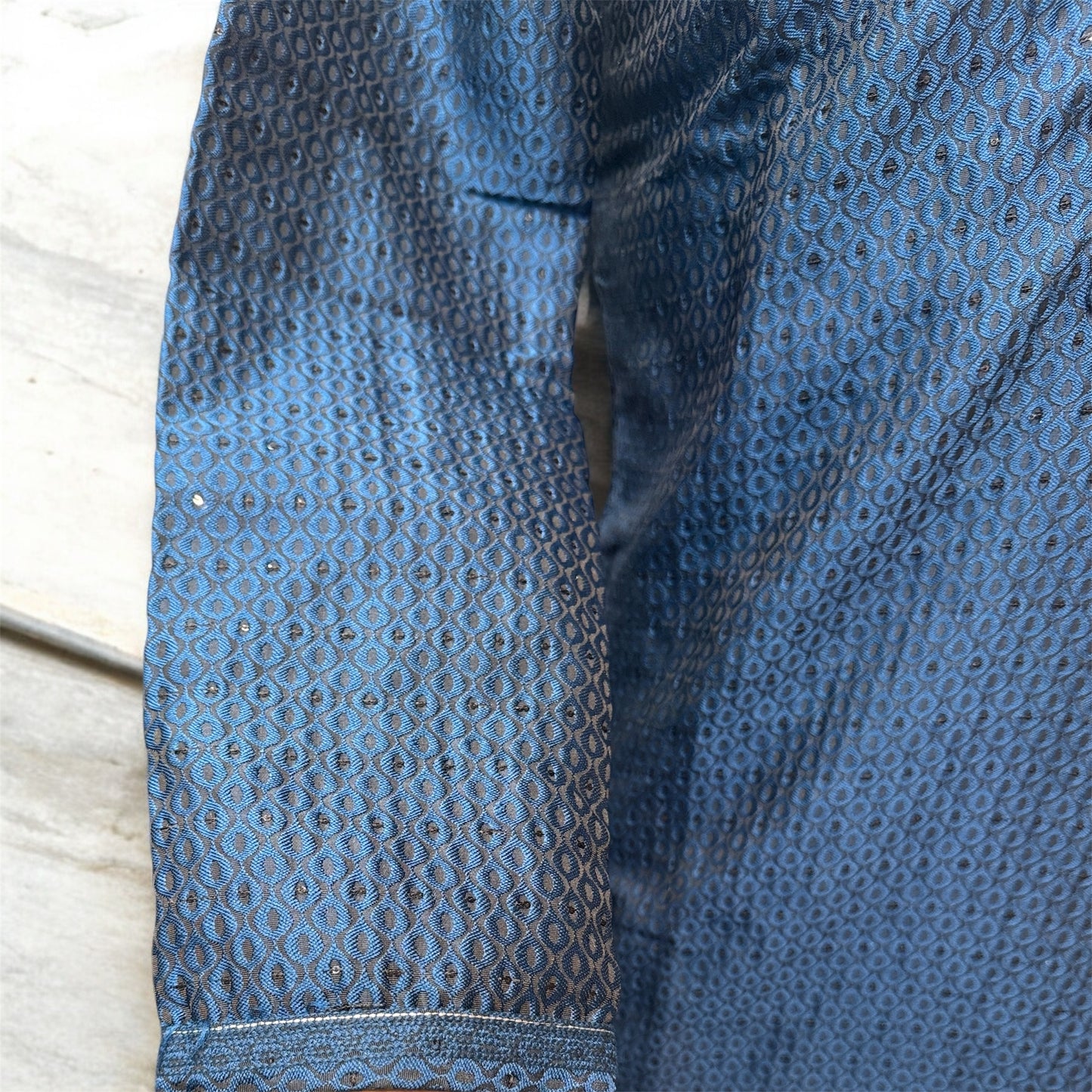 Wonderful Teal Blue Color Raw Silk With Embroidery And Sequins Work Kurta Suits For Men