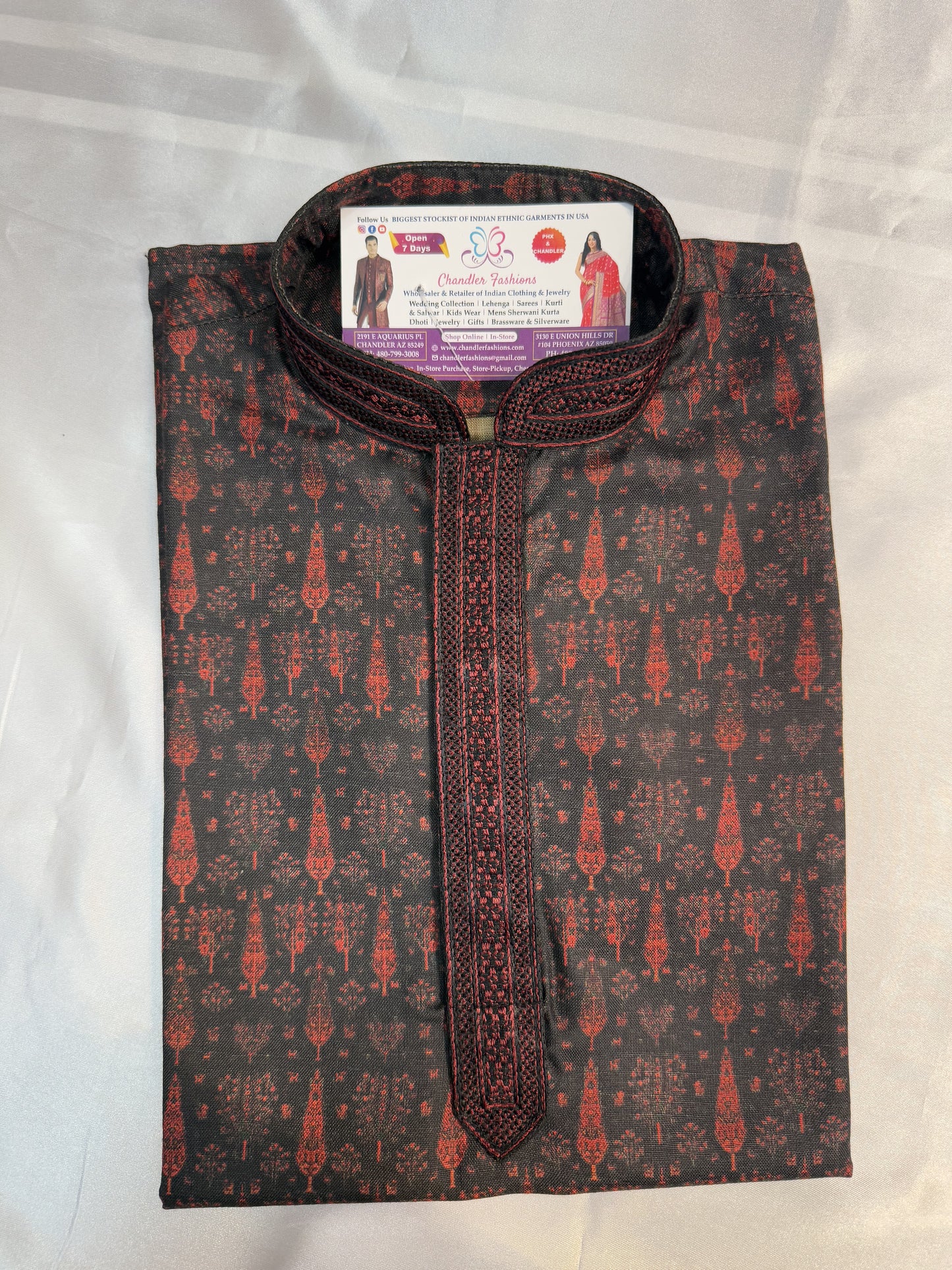 Beautiful Maroon Colored Poly Cotton Kurta With Pajama Set For Kids