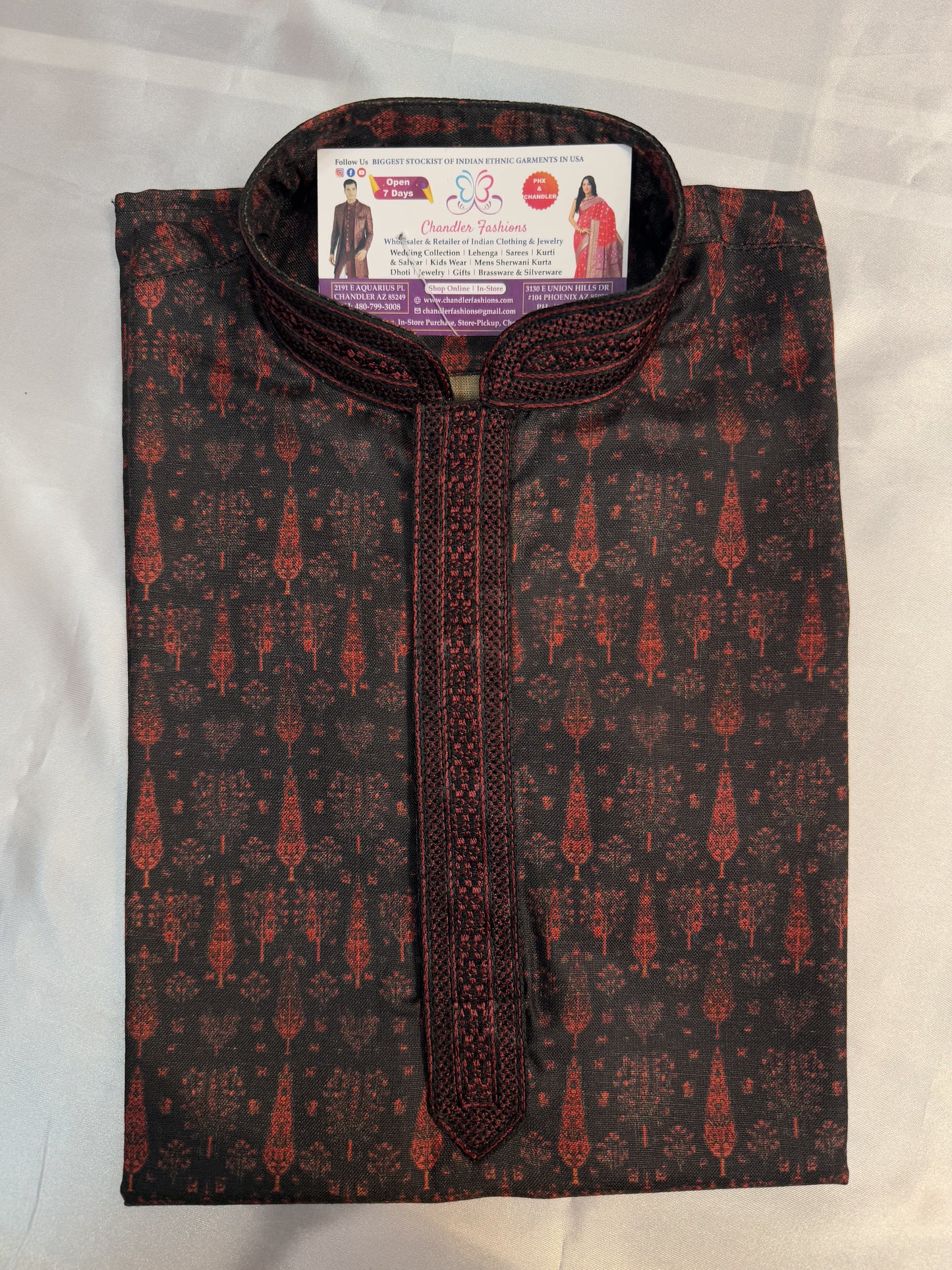 Beautiful Maroon Colored Poly Cotton Kurta With Pajama Set For Kids
