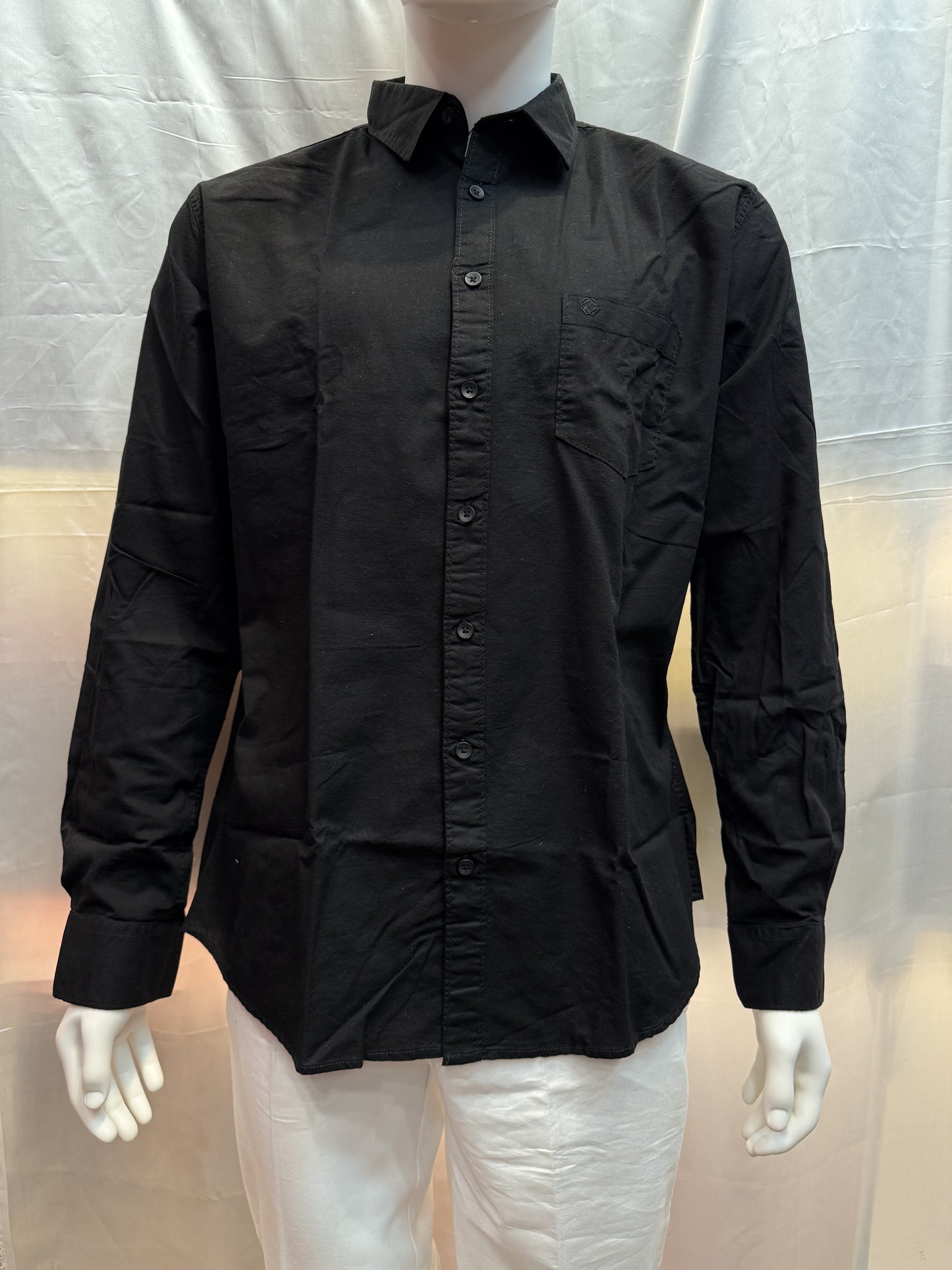 Alluring Black Shirt With Full Sleeves And Pocket For Men