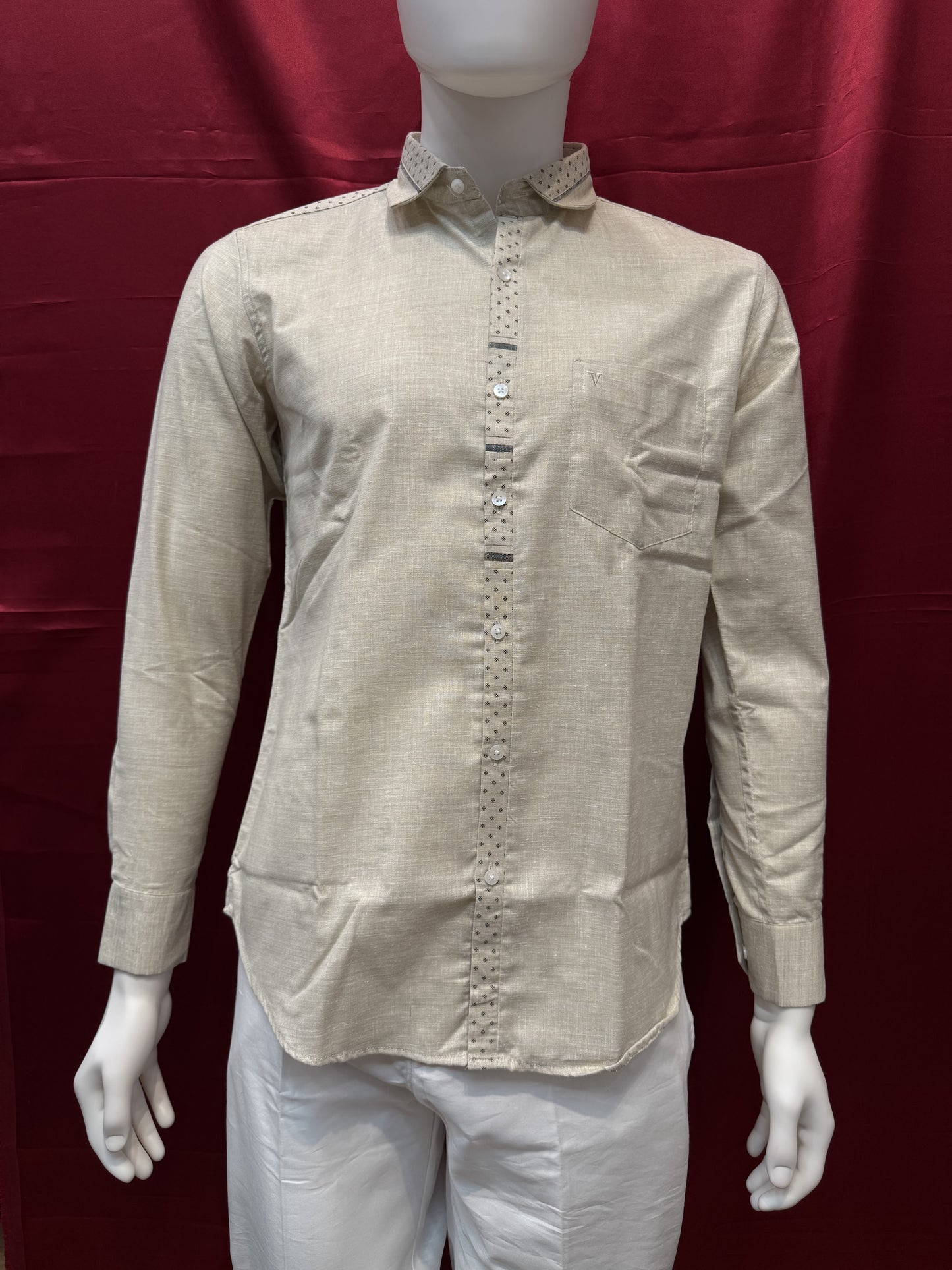 Alluring Beige Color Shirt With Full Sleeve For Men