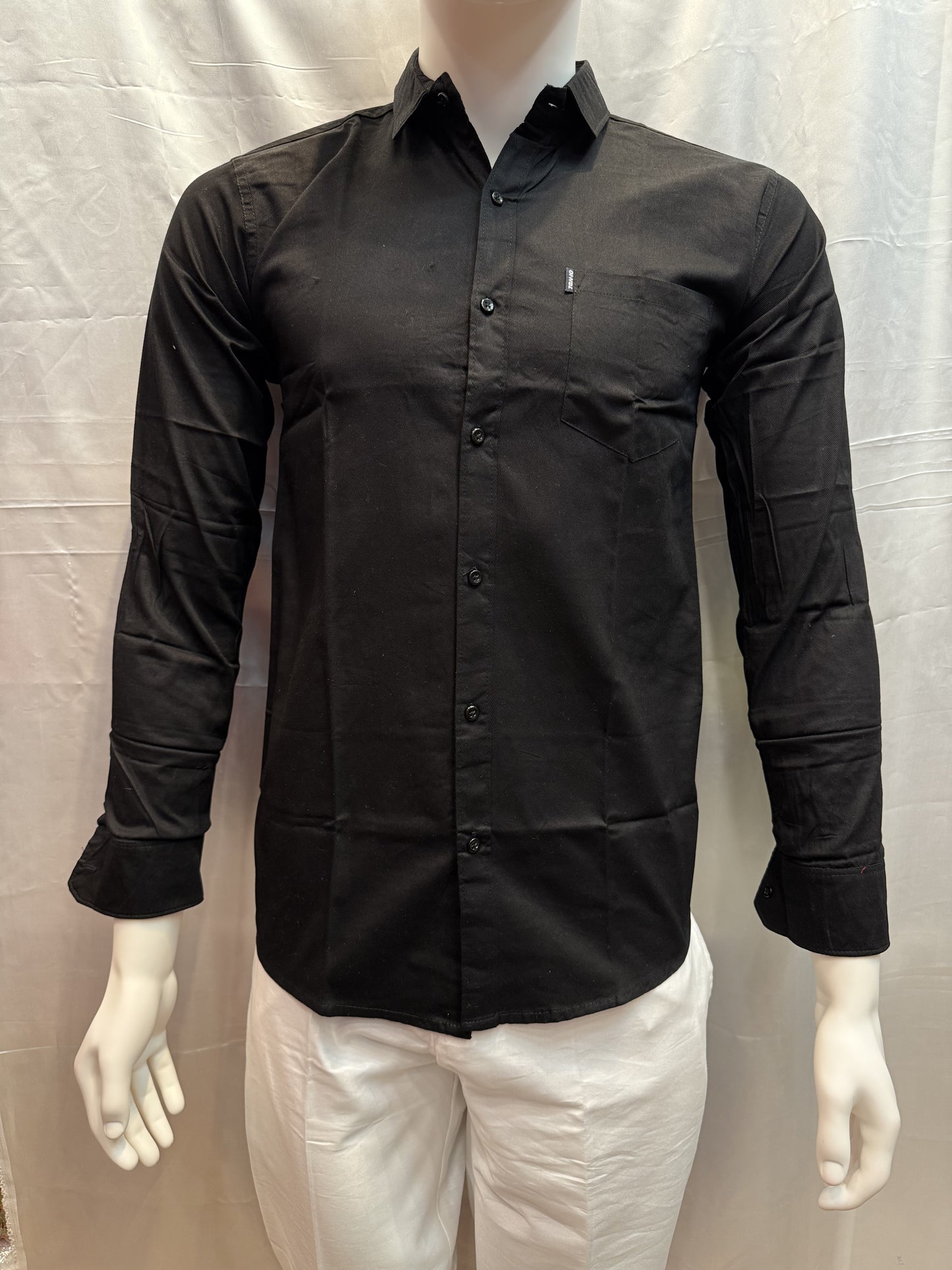 Alluring Black Shirt With Full Sleeves And Pocket For Men