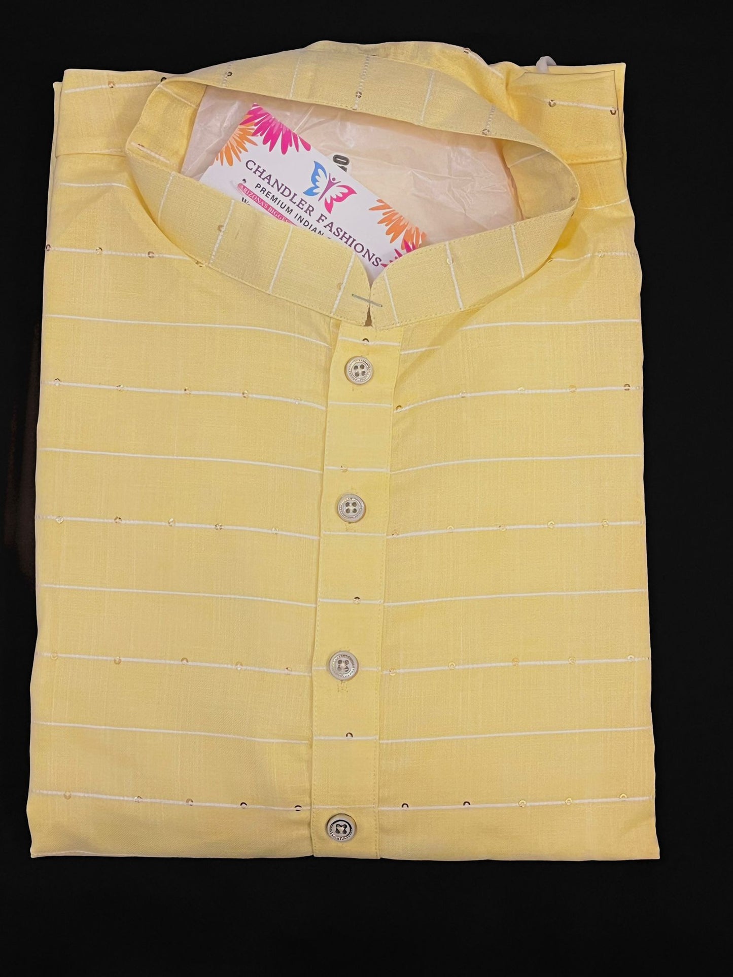 Stunning Yellow Color Designer Men's Kurta With Pajama Pant In USA