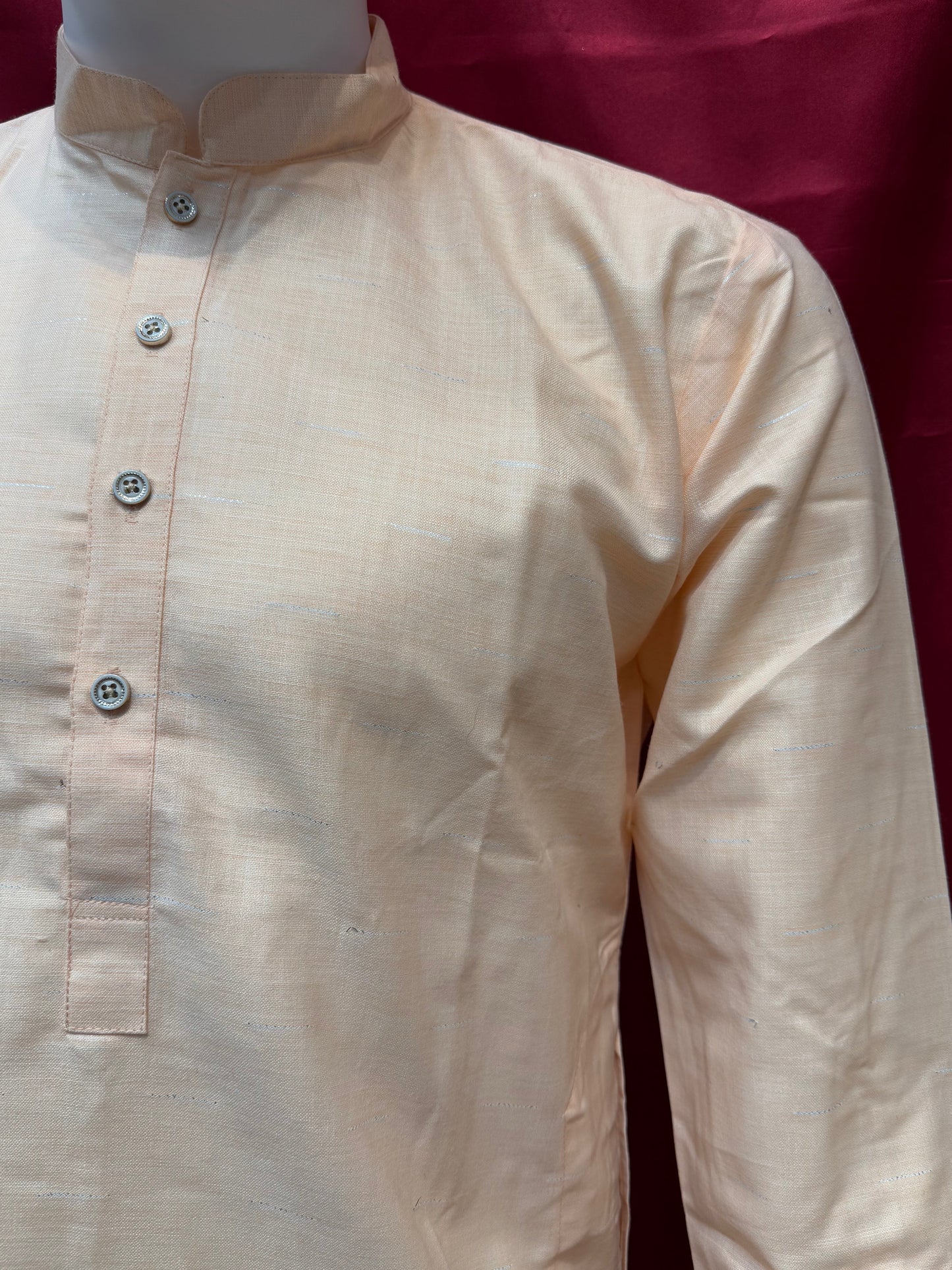 Stunning Light Orange Color Men's Kurta With Pajama Pant In Mesa