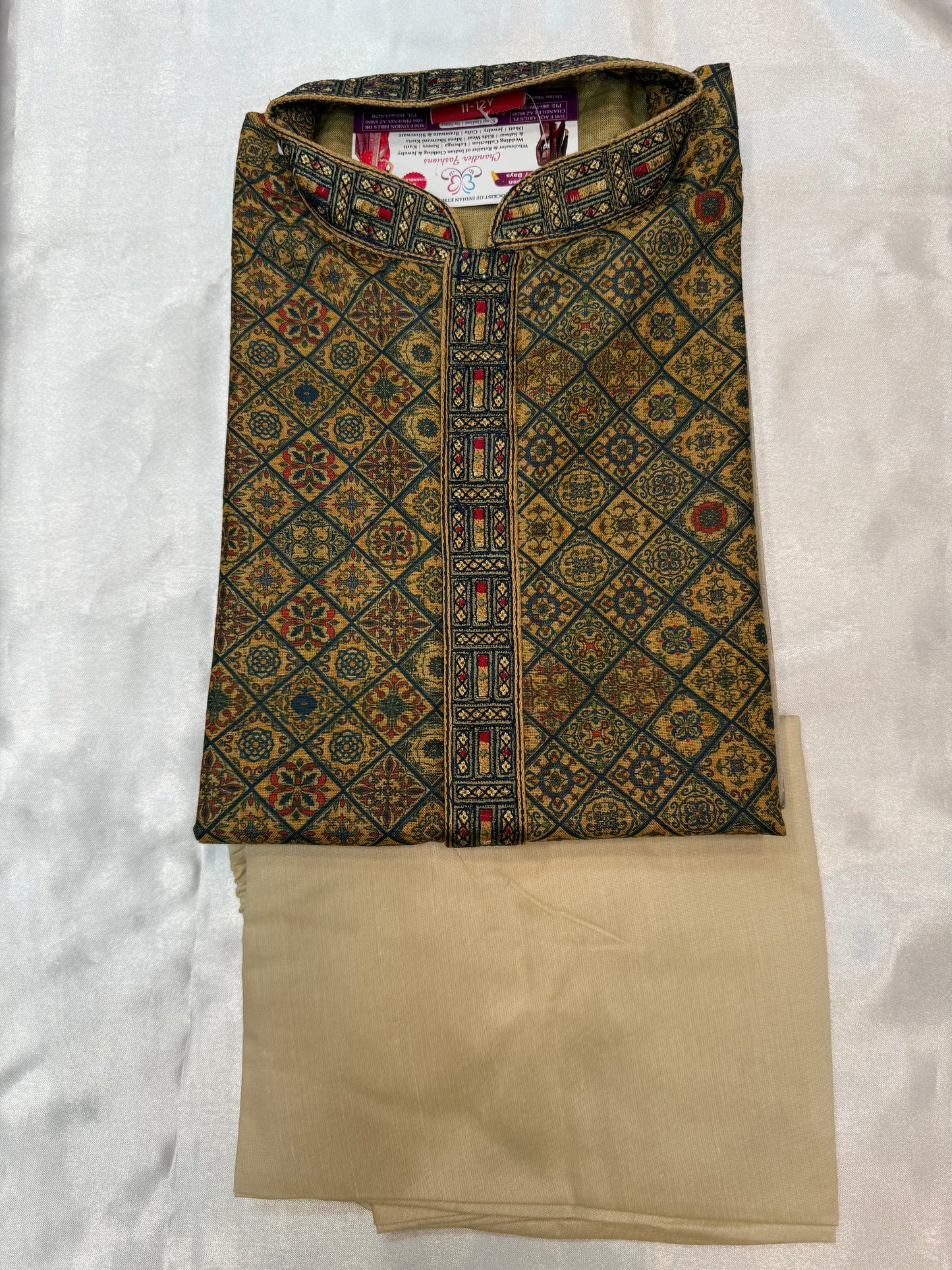 Fabulous Green Color Kurta Pajama Set With Digital Print Work For Boys