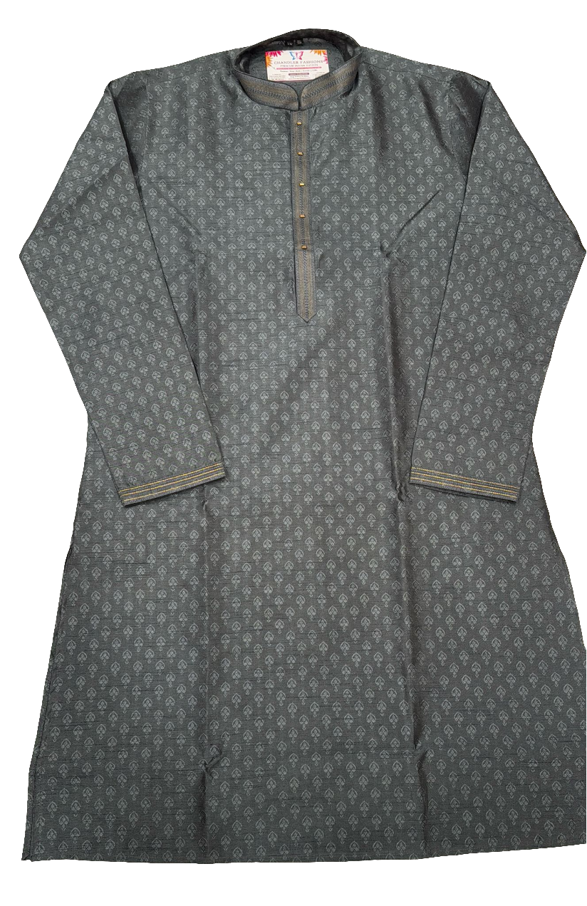 Dazzling Gray Color Jacquard Embroidery Work Men's Kurta
