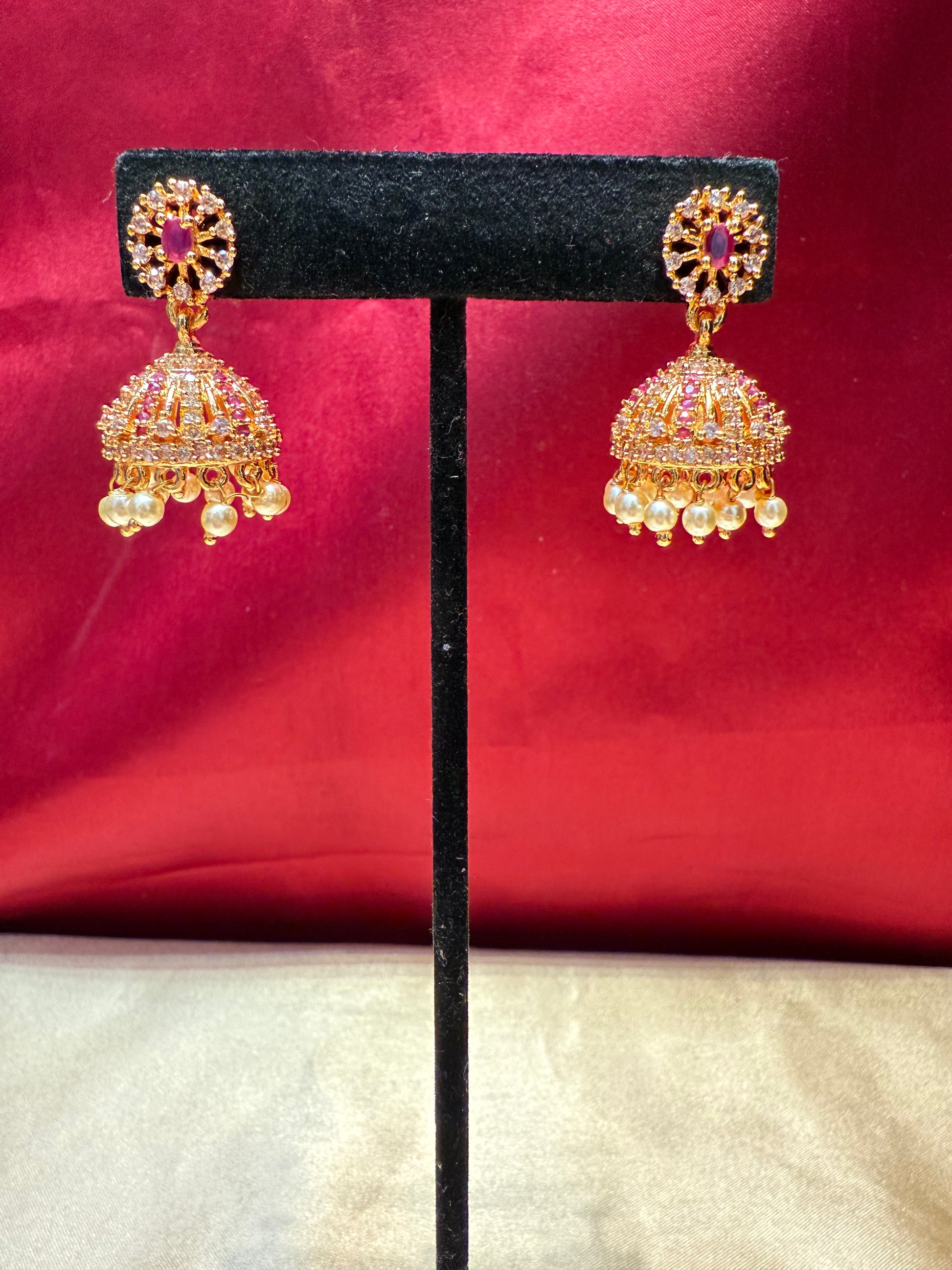 Gold Plated Jhumka With Pearls In Chandler