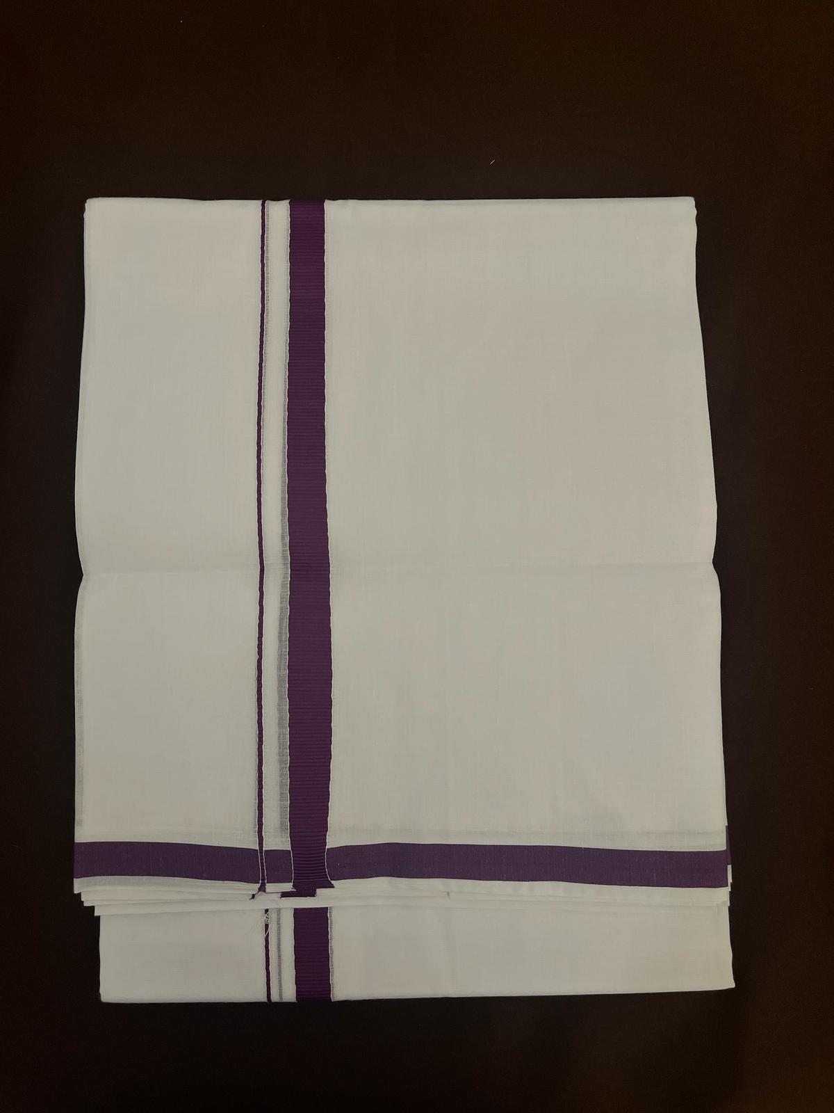 Men's White Premium Pure Cotton Zari Border Dhoti Near Me