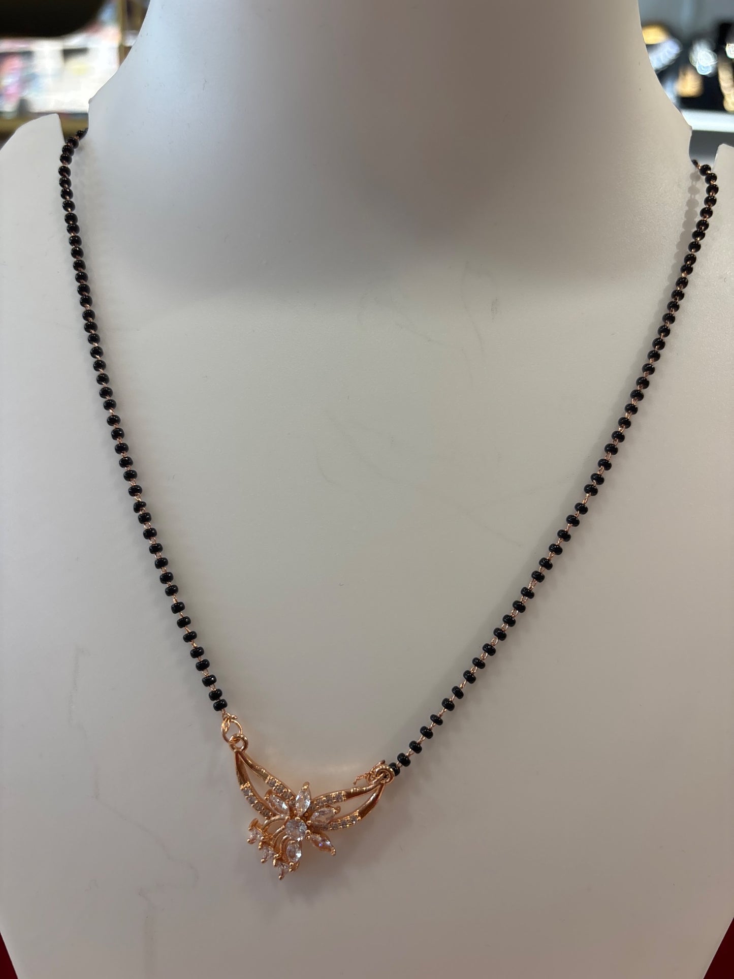 Elegant Rose Gold CZ Butterfly Mangalsutra Necklace for Women