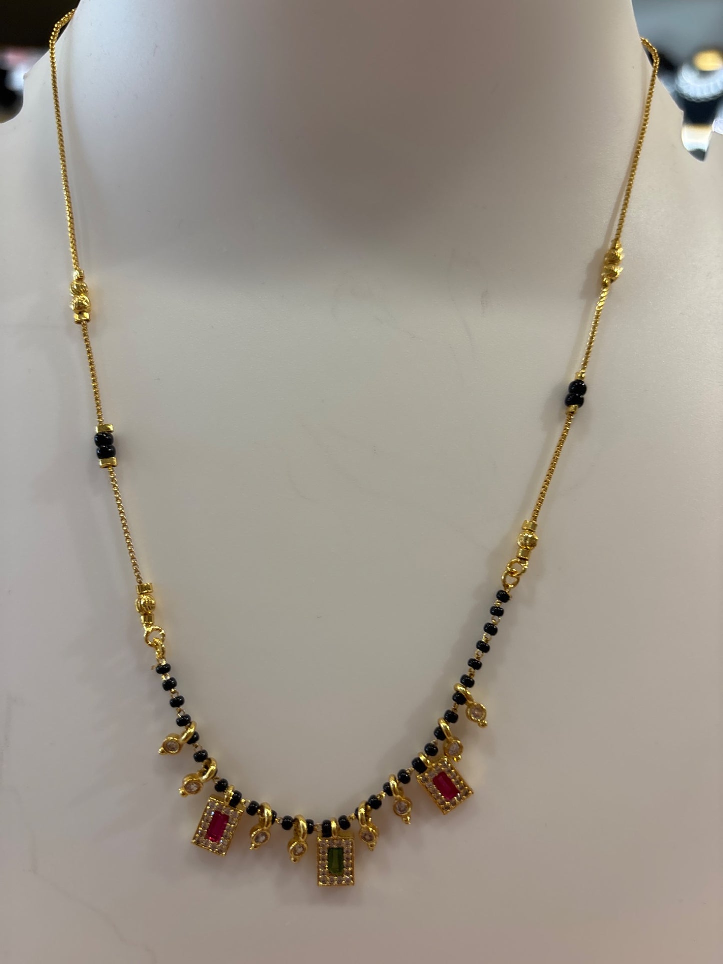 Elegant Pink Color Gold Plated Mangalsutra Necklace For Women
