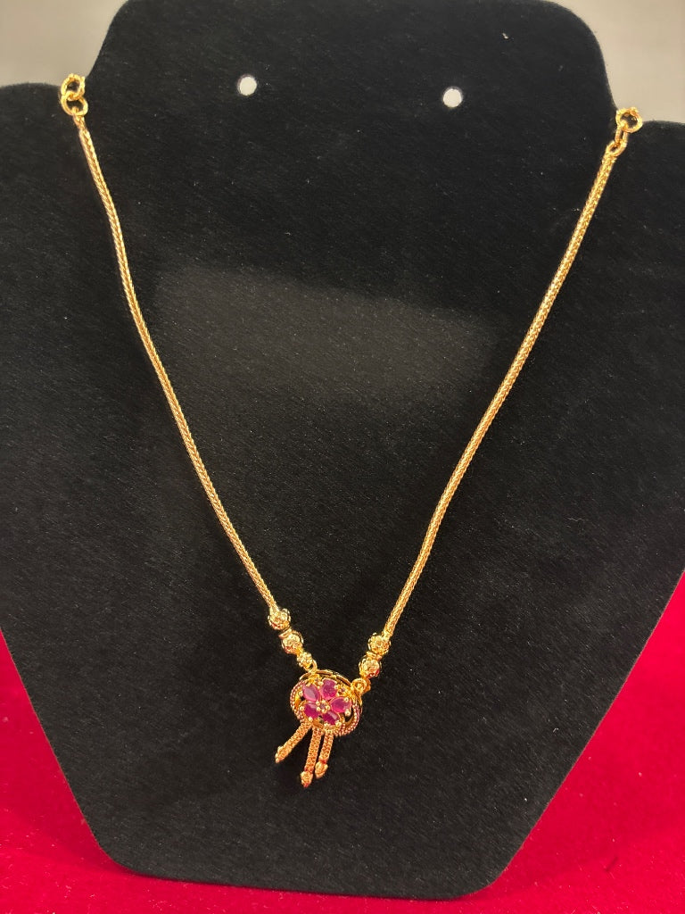 Fabulous Pink And White Color Stones Gold Plated Necklace For Women