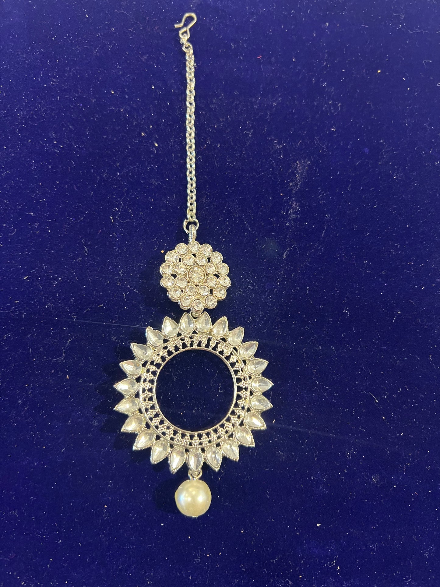 Fabulous Party Wear White And Silver Color Maang Tikka For Women