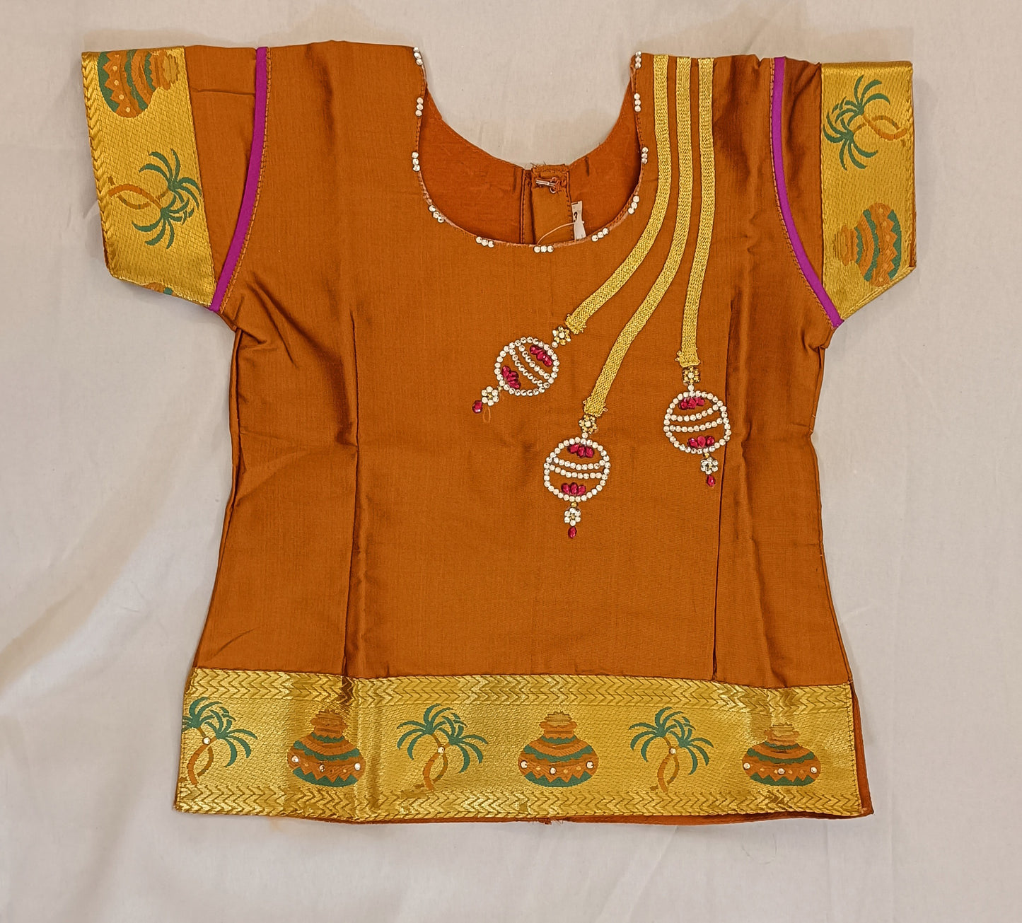 Fabulous Purple Color Embroidered And Stone Work Silk Langa Set Near Me