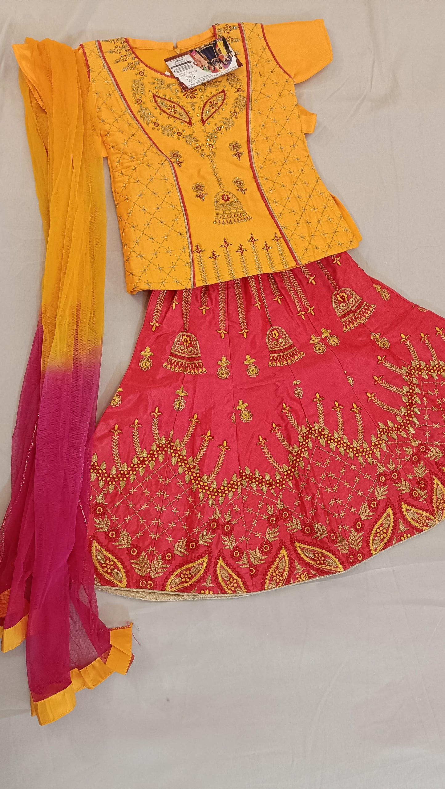 Beautiful Yellow And Pink Embroidery Choli In Yuma