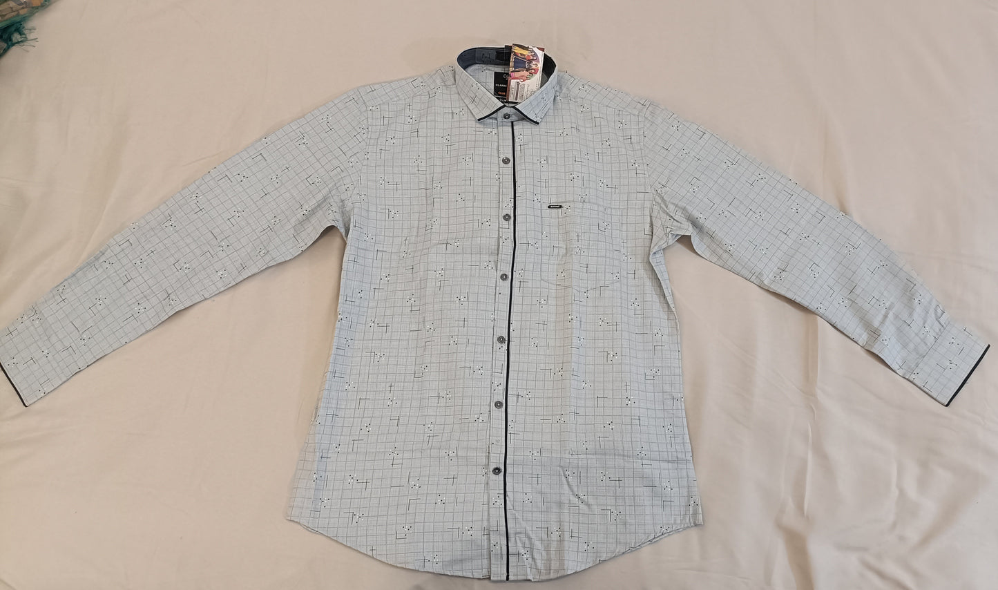 Grey Color Check Shirt With Full Sleeves