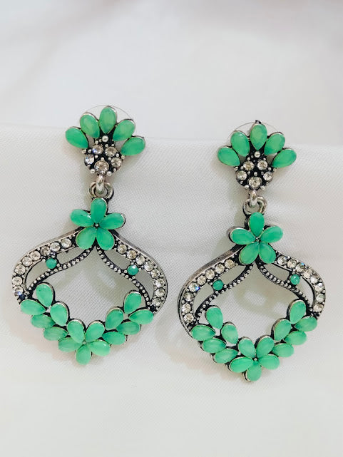 Charming Oxidized Light Green Emerald Earrings In USA