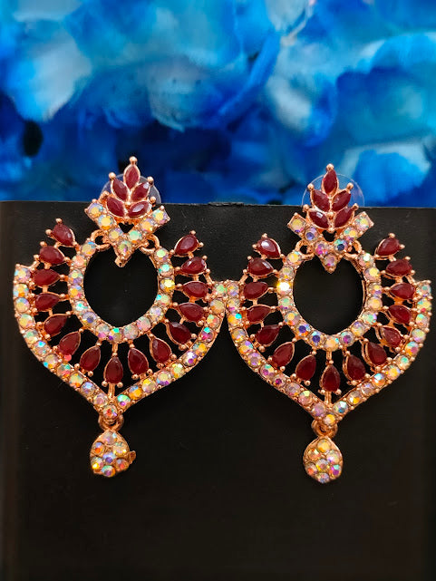 Stunning Antique Gold Maroon Color Earrings In Near Me