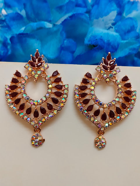 Antique Gold Maroon Color Earrings For Women In USA