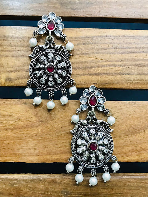 Stone And Beaded Work Earrings In USA
