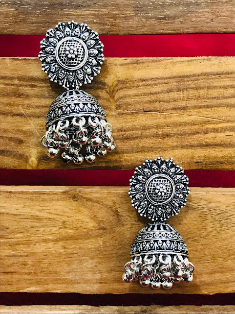 Graceful Oxidized Jhumka Earrings In USA