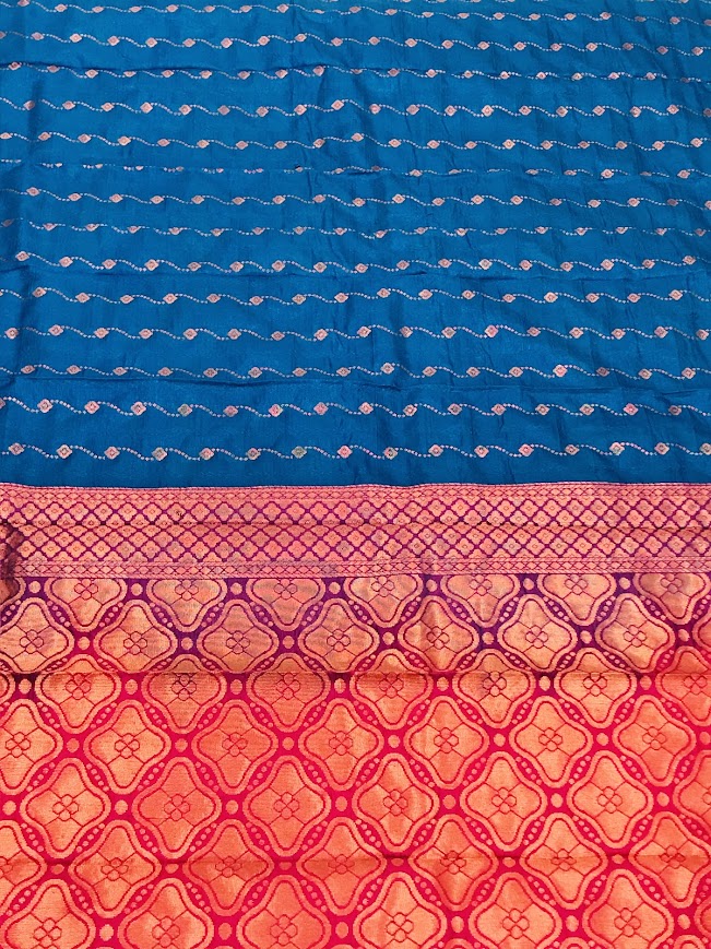 Teal Blue Color Art Silk With Unique Design Saree For Women In Mesa