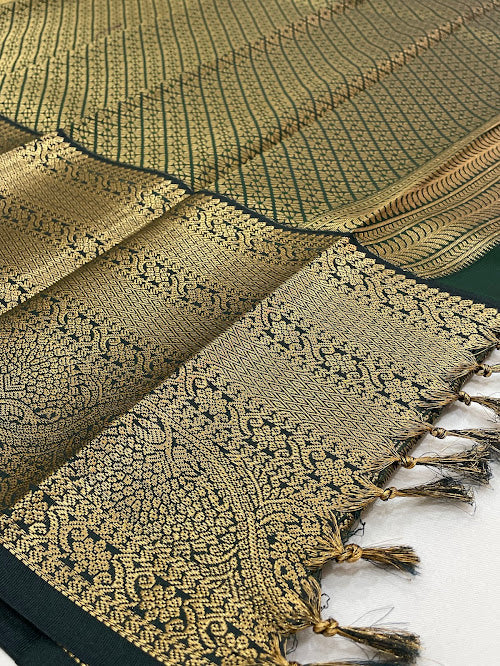 Yellow Color Pure Kanchi Silk With Gold Zari Work Saree In Peoria