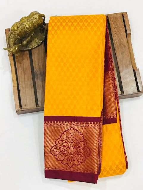 Beautiful Yellow Color Art Silk With Unique Design Saree For Women In Yuma