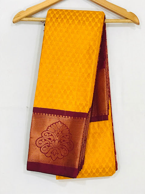Alluring Yellow Color Art Silk With Contrast Border Unique Design Saree In Near Me